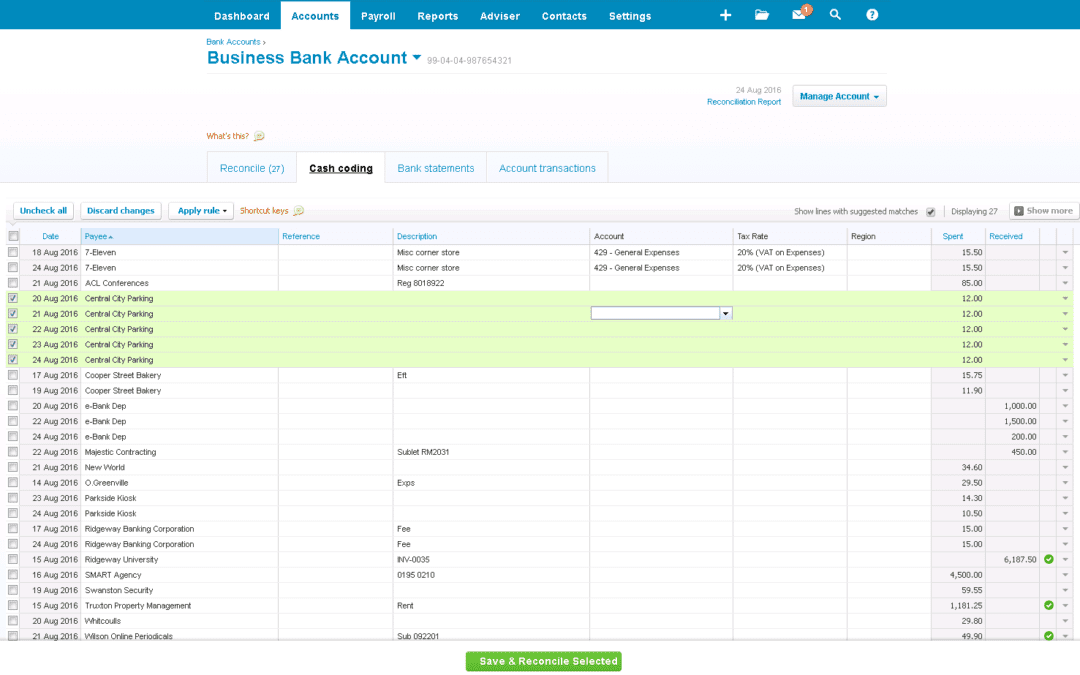 Cash Coding on Xero