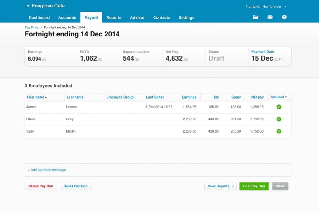 Xero payroll